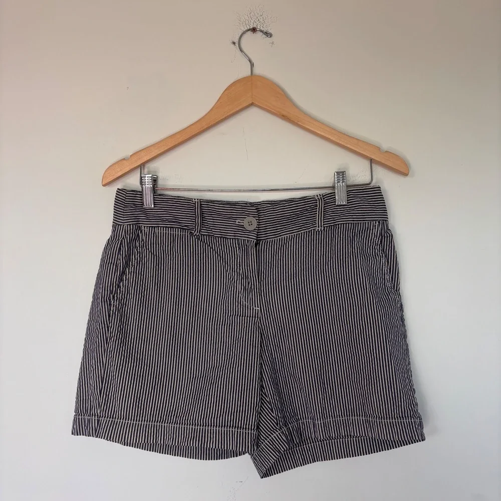 Loft Railroad Stripe Shorts Blue White Size 2 Preppy Nautical